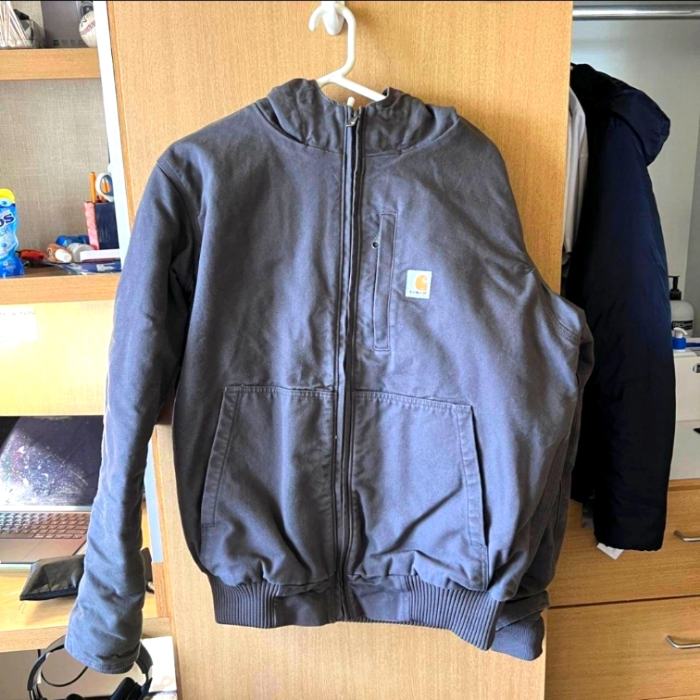 Carhartt grey zip, hooded jacket